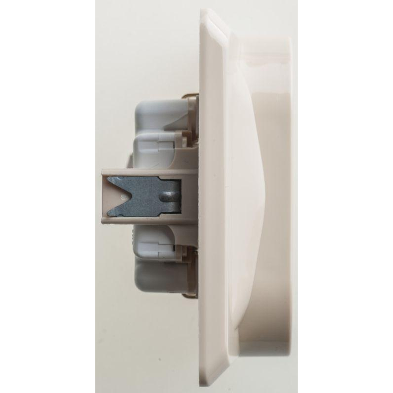 Розетка двойная ЭТЮД цвет кремовый, скрытой установки двухместная с заземлением, с защитными шторками