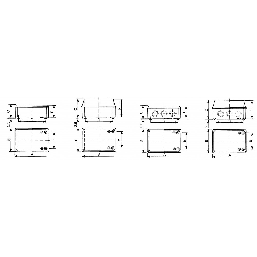 КОРОБКА SDB IP55 НИЗКАЯ КРЫШ 155X105X61