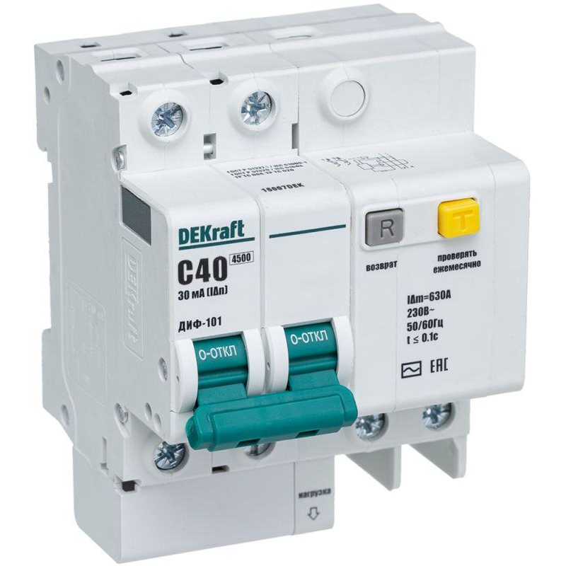 Выключатель автоматический дифференциального тока 2п C 40А 30мА тип AC 4.5кА ДИФ-101 6мод. SchE 15007DEK