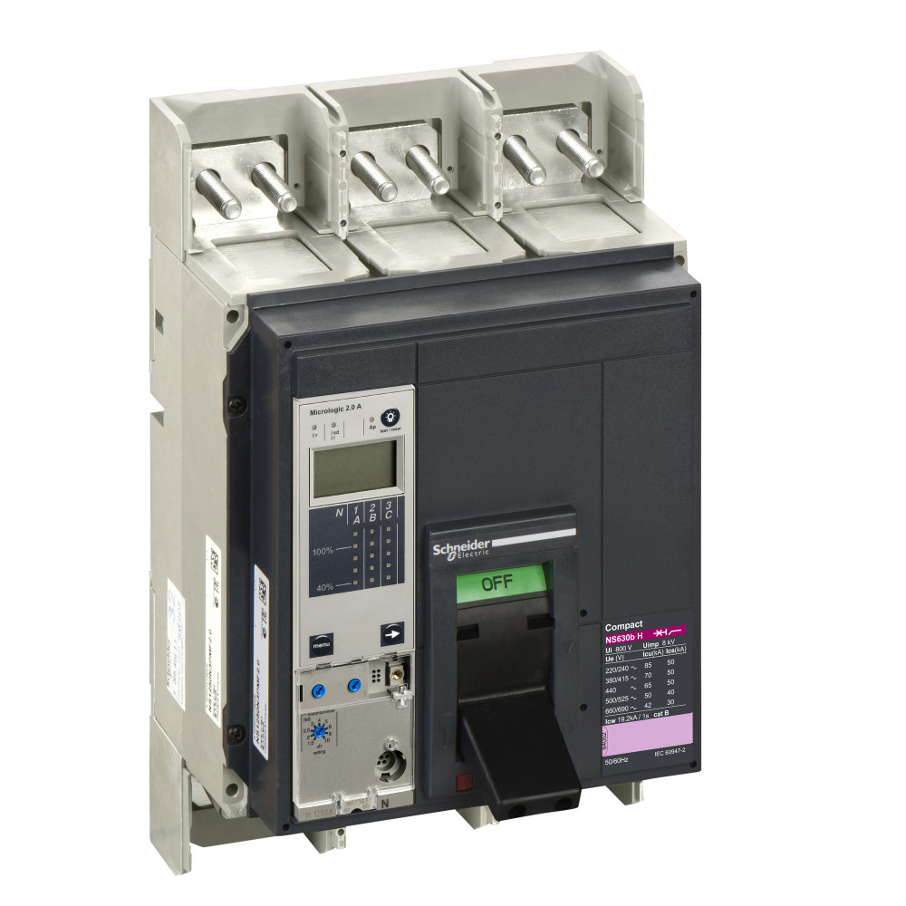 Автоматический выключатель ComPact NS630bH, 70 kA при 415 В пер.тока, расцепитель MicroLogic 2.0A, 630A, стацион.,3П3Т