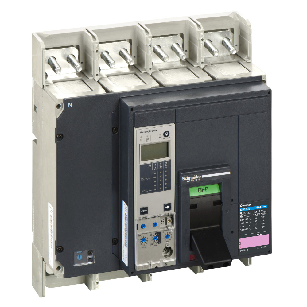 Автоматический выключатель ComPact NS630bL, 150 kA при 415 В пер.тока, расцепитель MicroLogic 5.0A, 630A, стацион.,4П4Т