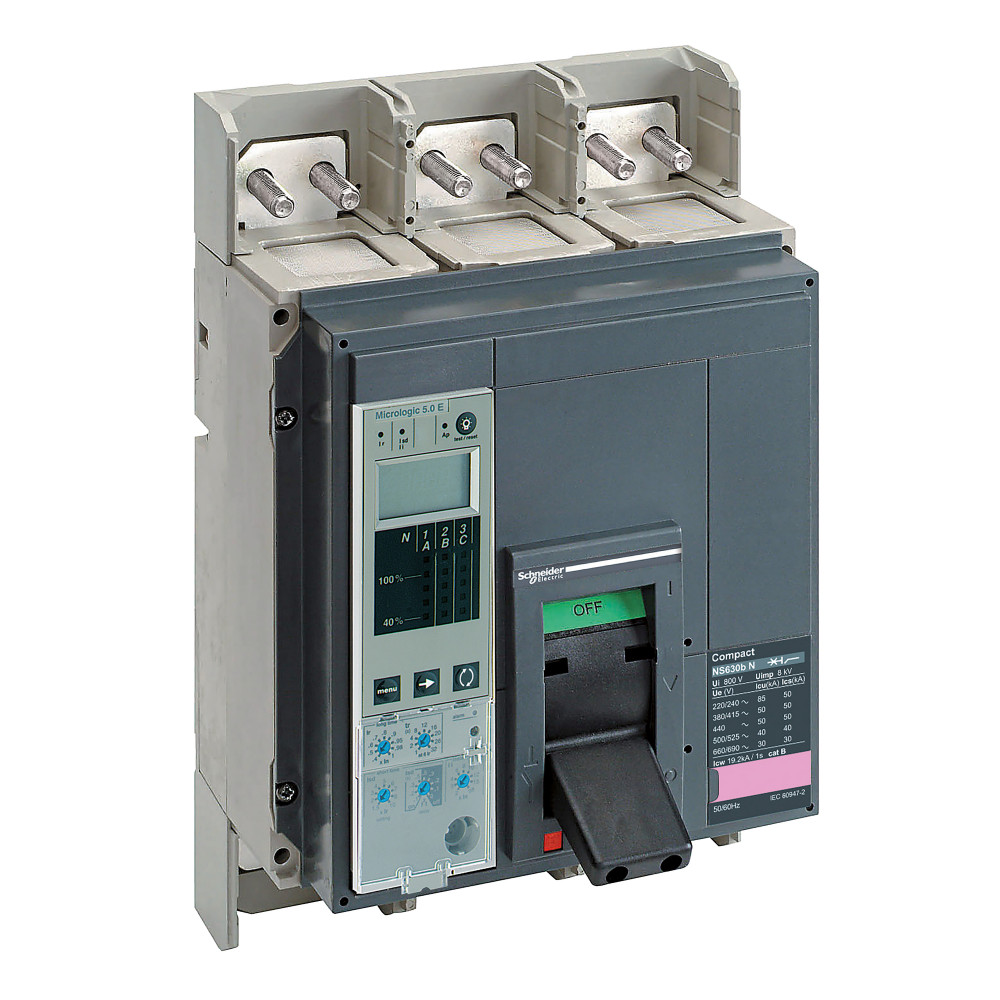Автоматический выключатель ComPact NS630bN, 50 kA при 415 В пер.тока, расцепитель MicroLogic 5.0E, 630A, стацион.,3П3Т