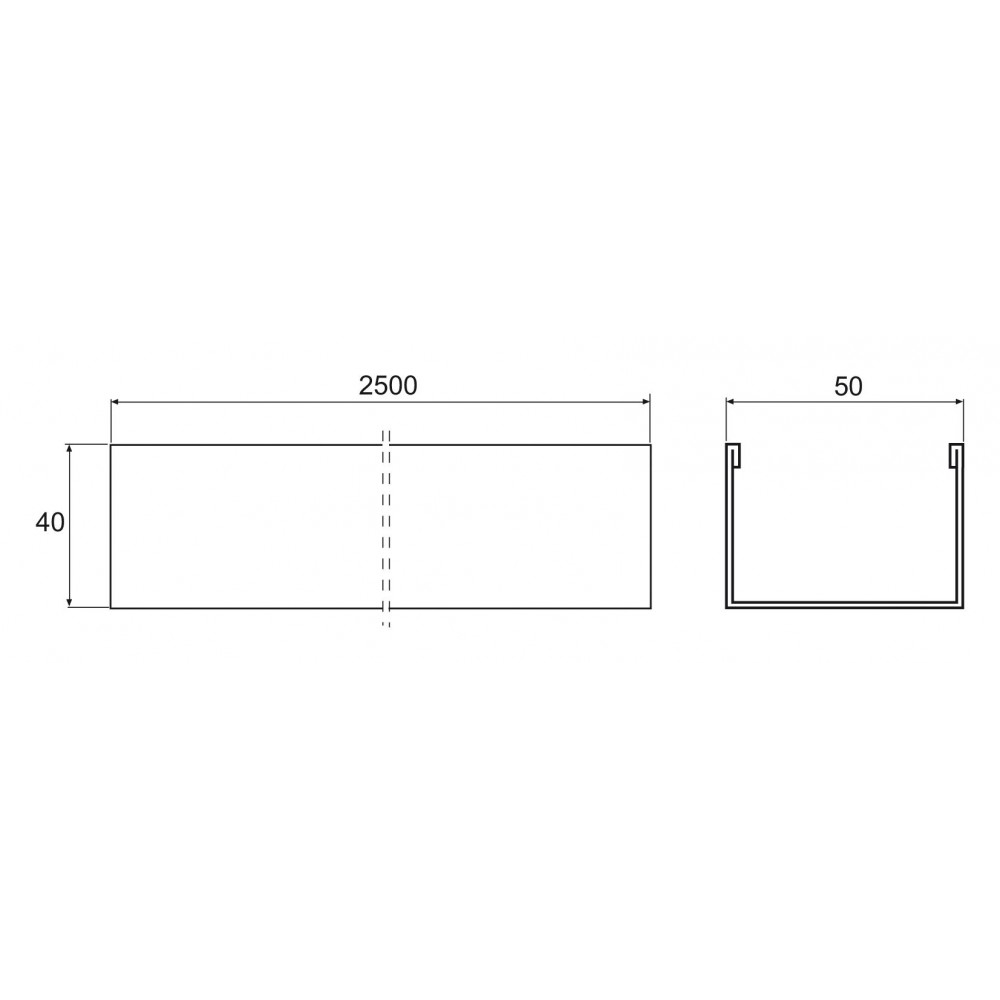 ЛОТОК ЛИСТОВОЙ B6 50Х40 L=2,5M SS316L