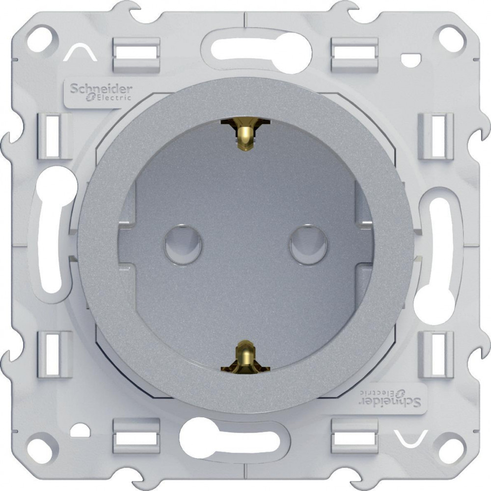 Механизм розетки 1-м СП 1мод. Odace 16А IP21 с заземл. защ. шторки винт. клеммы алюм. SchE S53R037