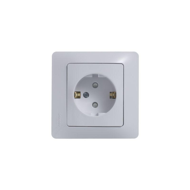 Розетка 1-м СП Glossa 16А IP20 с заземл. защ. шторки в сборе бел. SchE GSL000144
