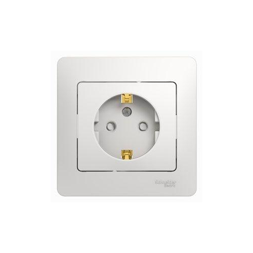 Розетка 1-м СП Glossa 16А IP20 с заземл. защ. шторки в сборе бел. SchE GSL000144