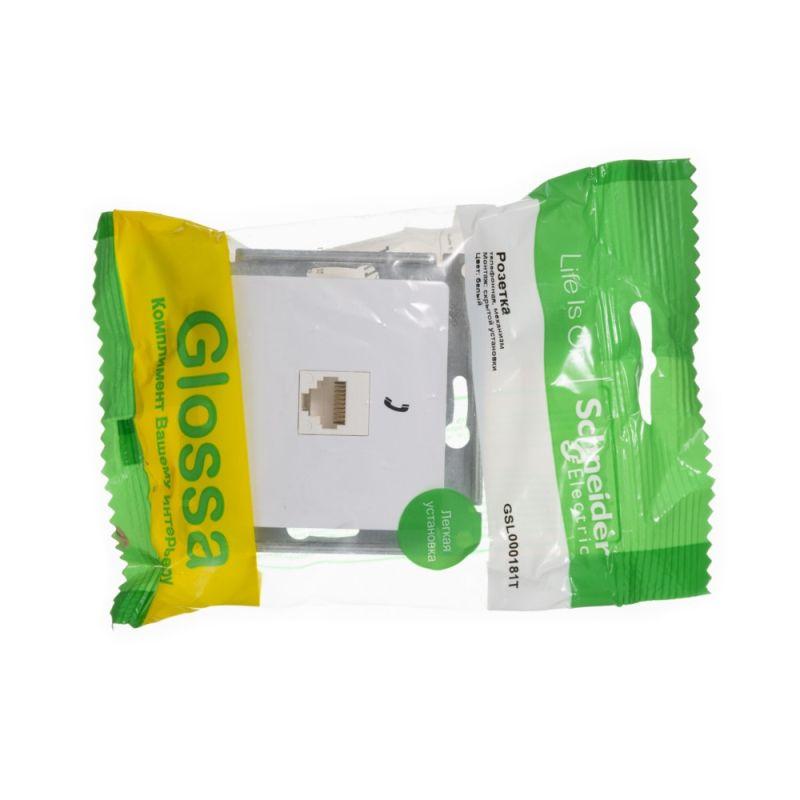 Механизм розетки телеф. 1-м СП Glossa RJ11 бел. SchE GSL000181T