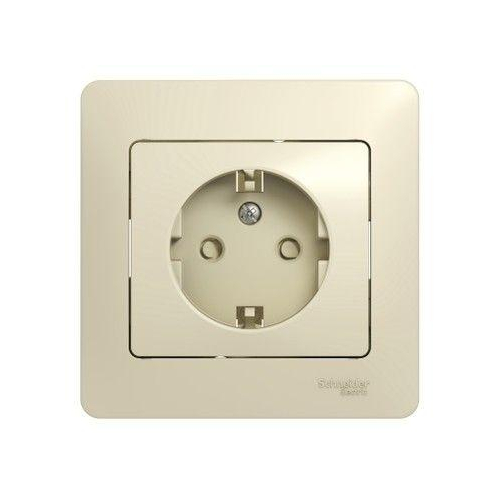 Розетка 1-м СП Glossa 16А IP20 с заземлением защитные шторки в сборе бежевая SchE GSL000244