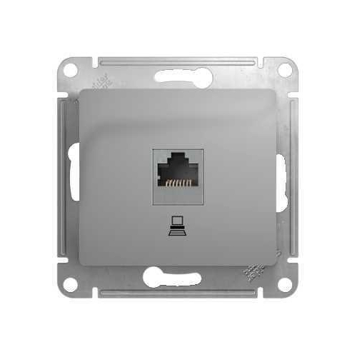 Механизм розетки комп. 1-м СП Glossa RJ45 CAT.5E алюм. SchE GSL000381K