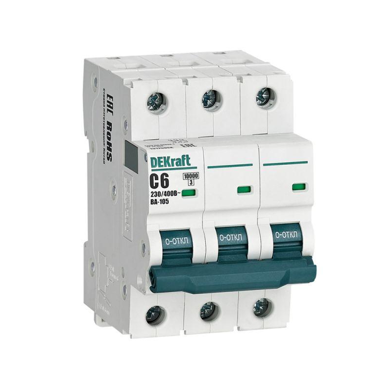 Авт. выкл. 3P 6A х-ка C ВА-105 10кА