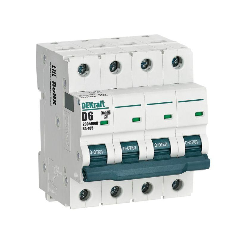 Авт. выкл. 4P 6A х-ка D ВА-105 10кА
