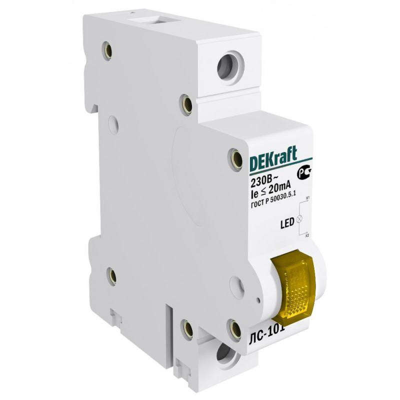 Лампа сигнальная на DIN-рейку 1P ЖЕЛТАЯ LED ЛС-101 220В