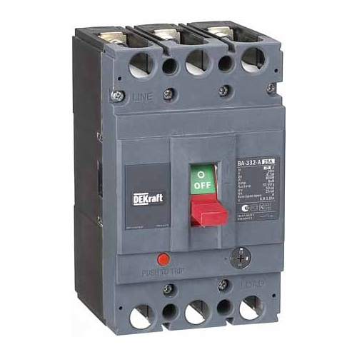 Силовой авт. выкл. 3P 25А c Ir=20А-25А 50кА ВА-332 DEKraft