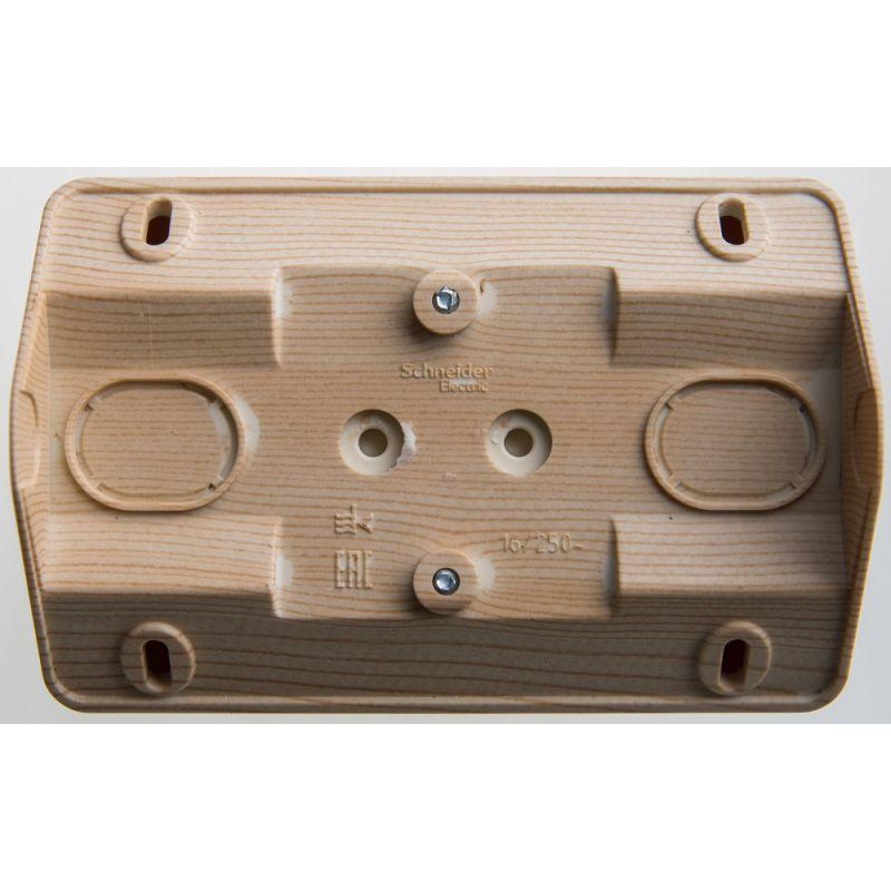 Розетка угловая 2-м ОП Этюд 16А IP20 250В с заземл. защ. шторки сосна SchE PA16-108D