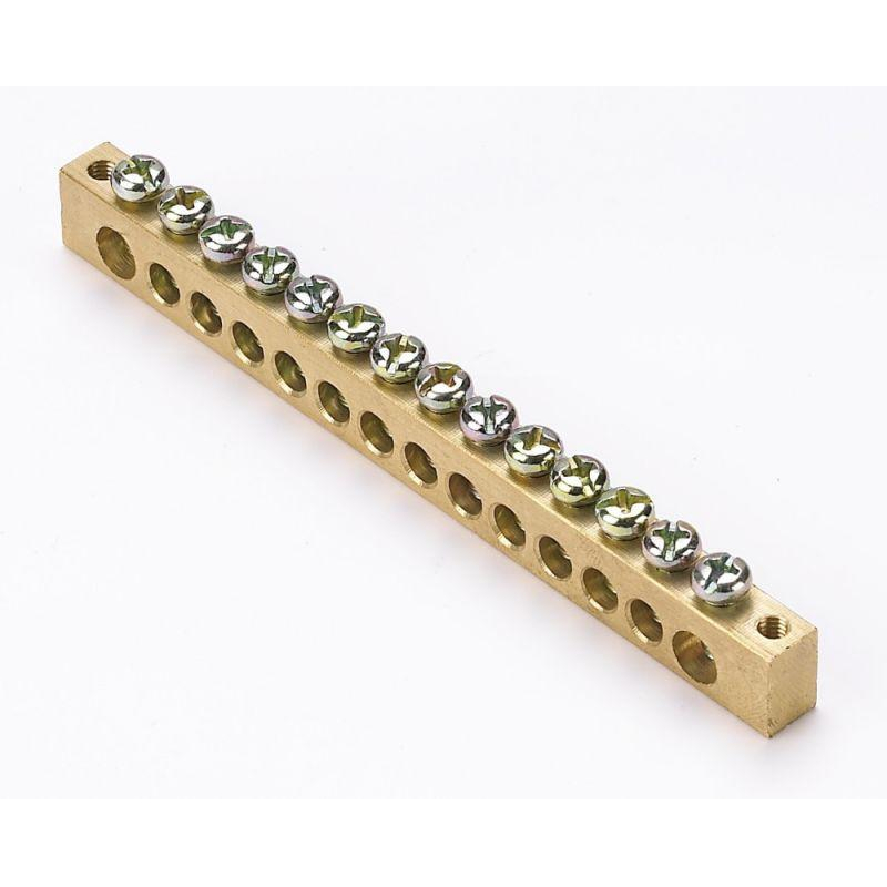 Шина нулевая 14 групп/крепеж по краям, сеч. 8x12