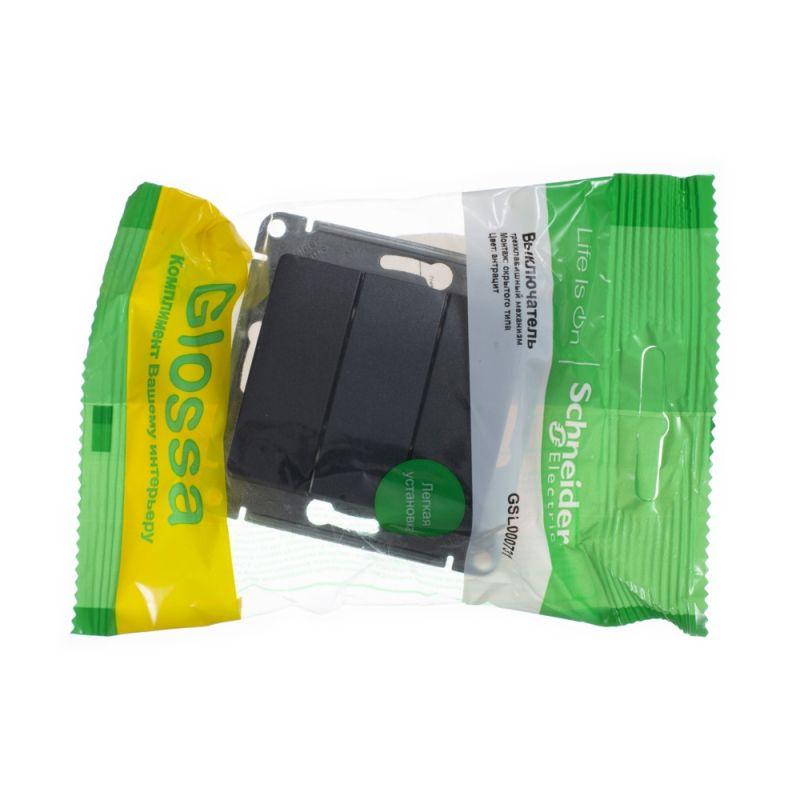 Механизм выключателя 3-кл. СП Glossa 10А IP20 (сх. 1+1+1) 10AX антрацит SchE GSL000731