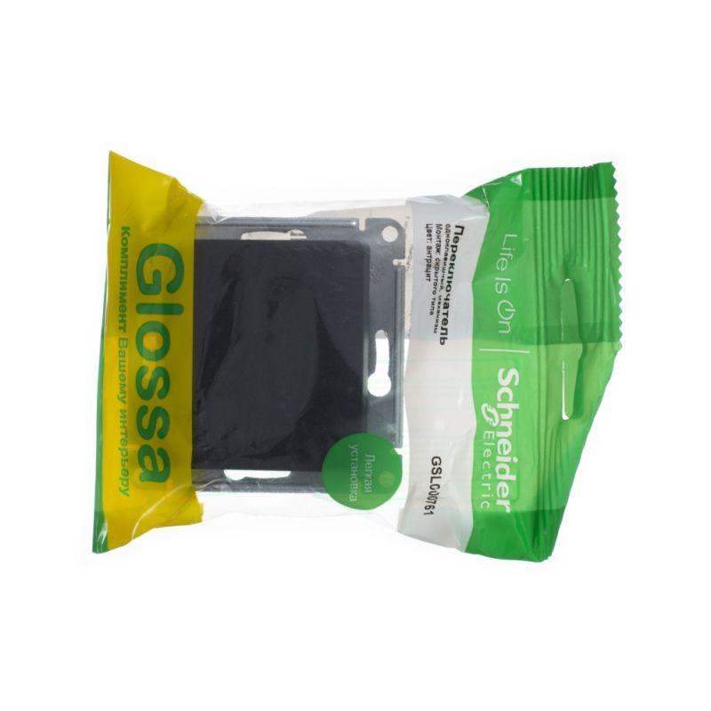 Механизм переключателя 1-кл. СП Glossa 10А IP20 (сх. 6а) 10AX антрацит SchE GSL000761