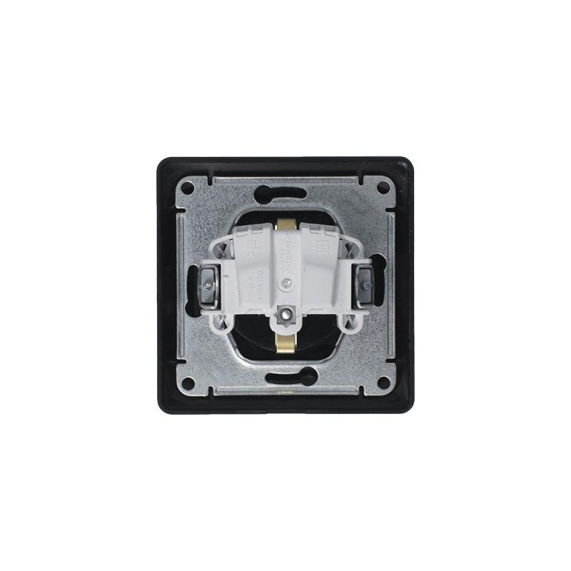 Розетка 1-м СП 1мод. Glossa 16А IP44 с заземл. защ. шторки с крышкой в сборе антрацит SchE GSL000748