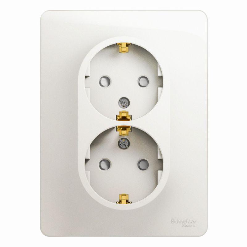 Розетка 2-м СП Glossa 16А IP20 250В с заземл. защ. шторки в сборе перламутр. SchE GSL000626