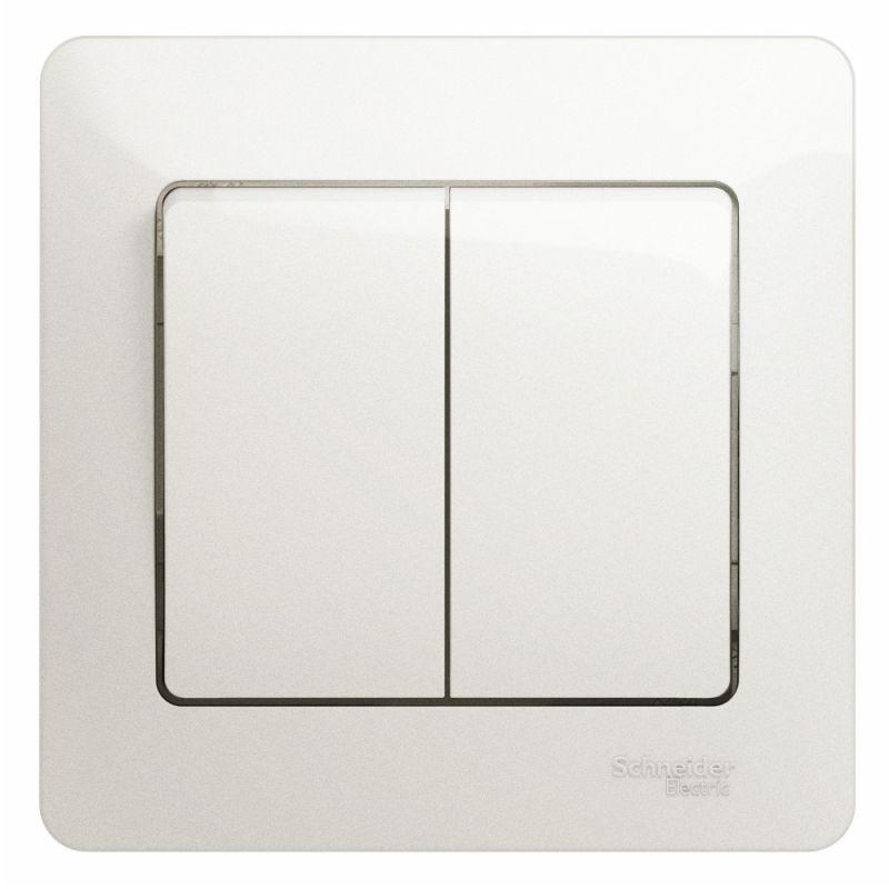 Выключатель 2-кл. СП Glossa 10А IP20 (сх. 5) 10AX в сборе перламутр. SchE GSL000652