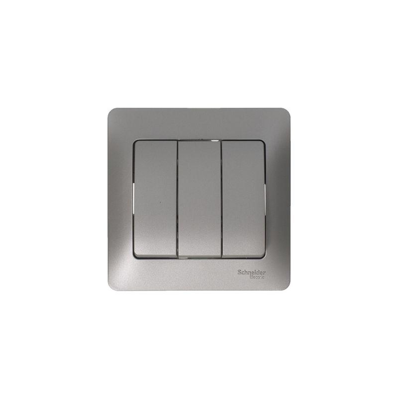 Механизм выключателя 3-клавишный СП Glossa 10А IP20 10AX платина