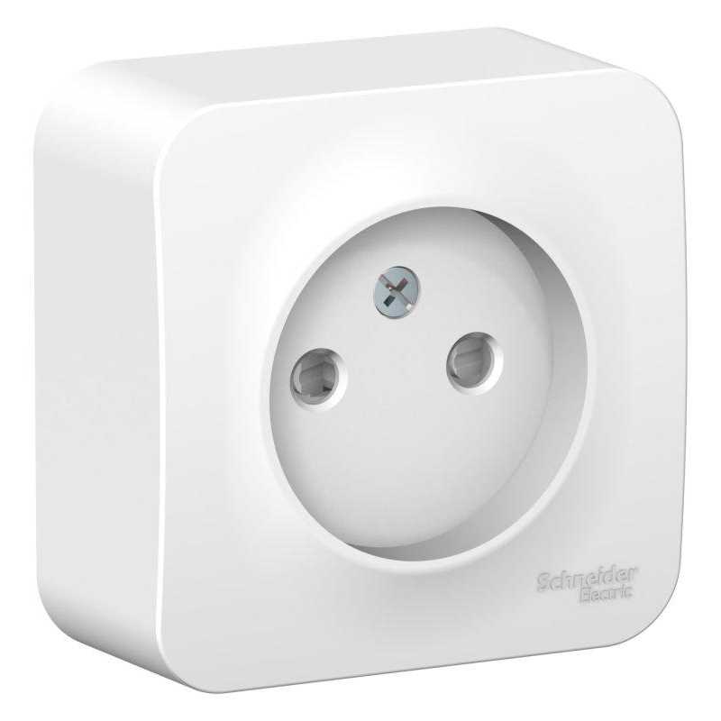 Розетка 1-м ОП Blanca 16А IP20 250В без заземл. защ. шторки с изолир. пластиной бел. SchE BLNRA001111