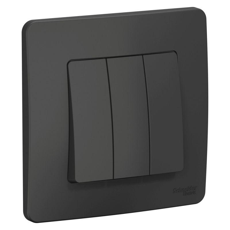 Выключатель 3-кл. СП Blanca 10А IP20 (сх. 1+1+1) 250В антрацит SchE BLNVS100506