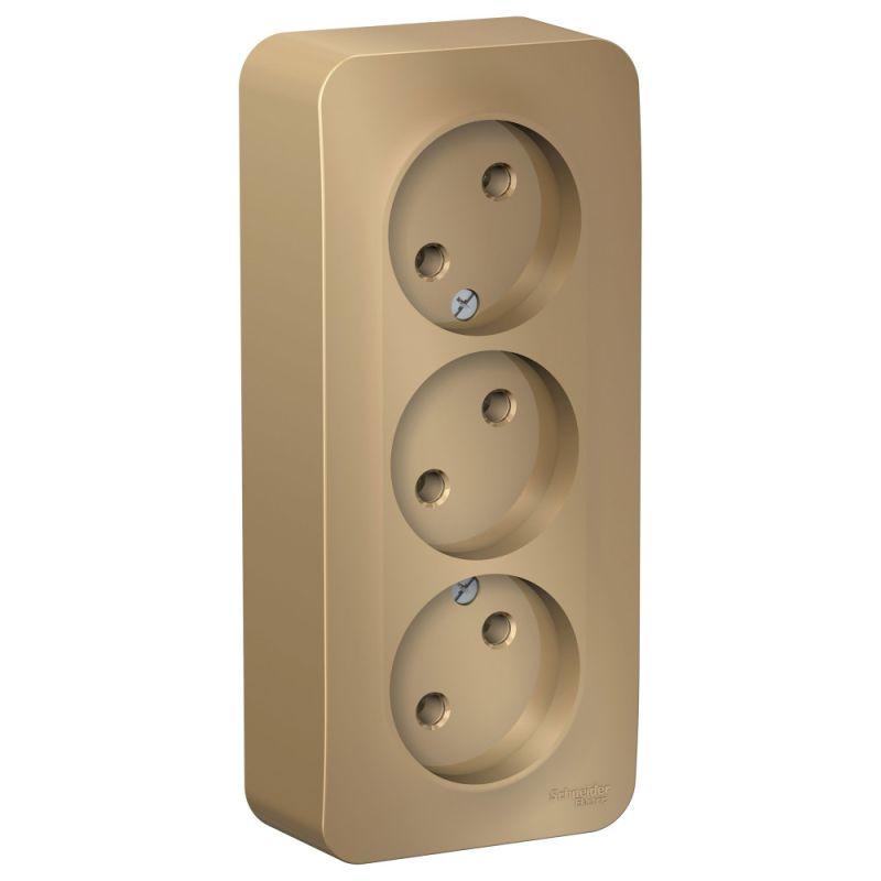 Розетка 3-м ОП Blanca 16А IP20 250В без заземл. без защ. шторок с изолир. пластиной титан SchE BLNRA000314