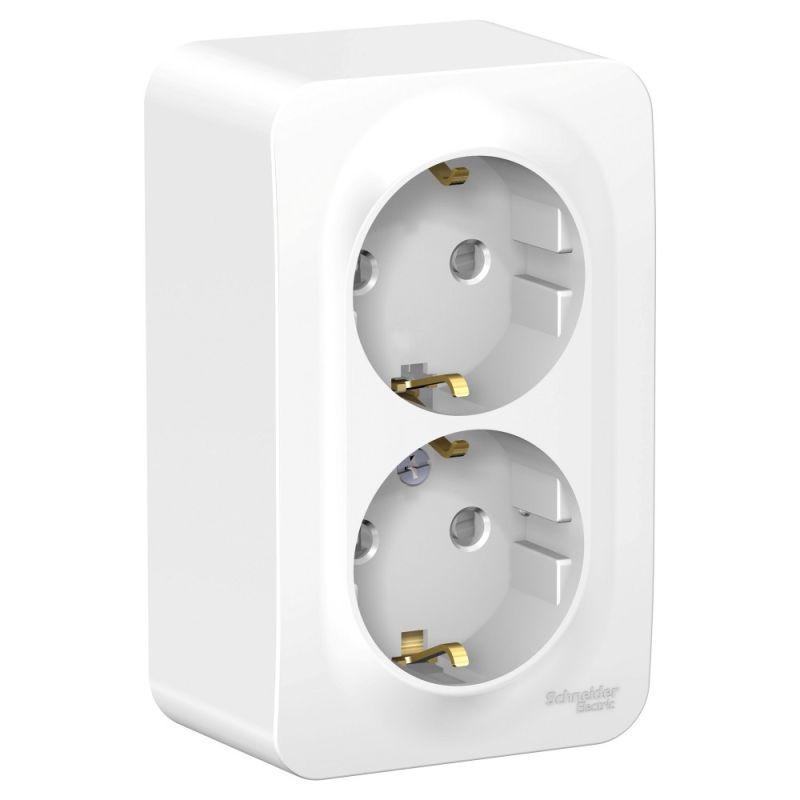 Розетка 2-м ОП Blanca 16А IP20 250В с заземл. защ. шторки бел. SchE BLNRA011201