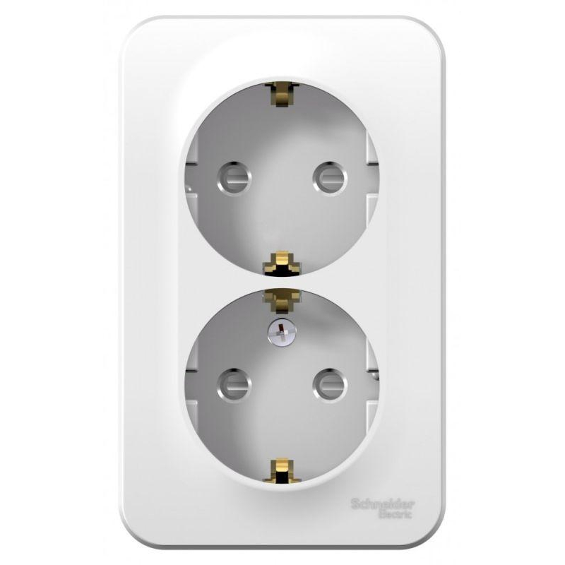 Розетка 2-м ОП Blanca 16А IP20 250В с заземл. защ. шторки бел. SchE BLNRA011201