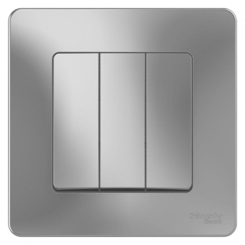 Выключатель 3-кл. СП Blanca 10А IP20 (сх. 1+1+1) 250В алюм. SchE BLNVS100503