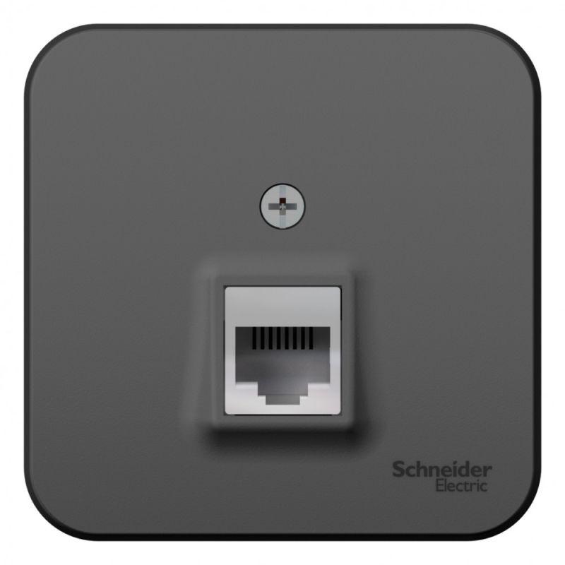 Розетка компьютерная 1-м ОП BLANCA RJ45 кат.5e изол. пласт. антрацит SchE BLNIA045006