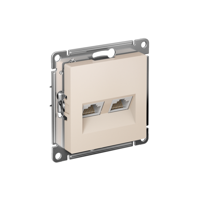 Механизм розетки компьютерной 2-м AtlasDesign RJ45 + RJ45 кат.5e беж. SchE ATN000285