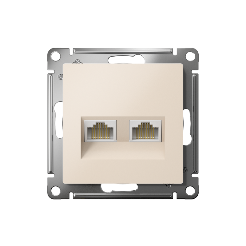Механизм розетки компьютерной 2-м AtlasDesign RJ45 + RJ45 кат.5e беж. SchE ATN000285