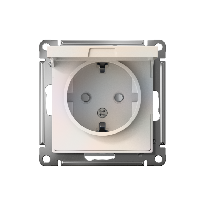 Механизм розетки 1-м СП AtlasDesign 16А IP20 с заземл. защ. шторки с крышкой жемчуж. SchE ATN000446
