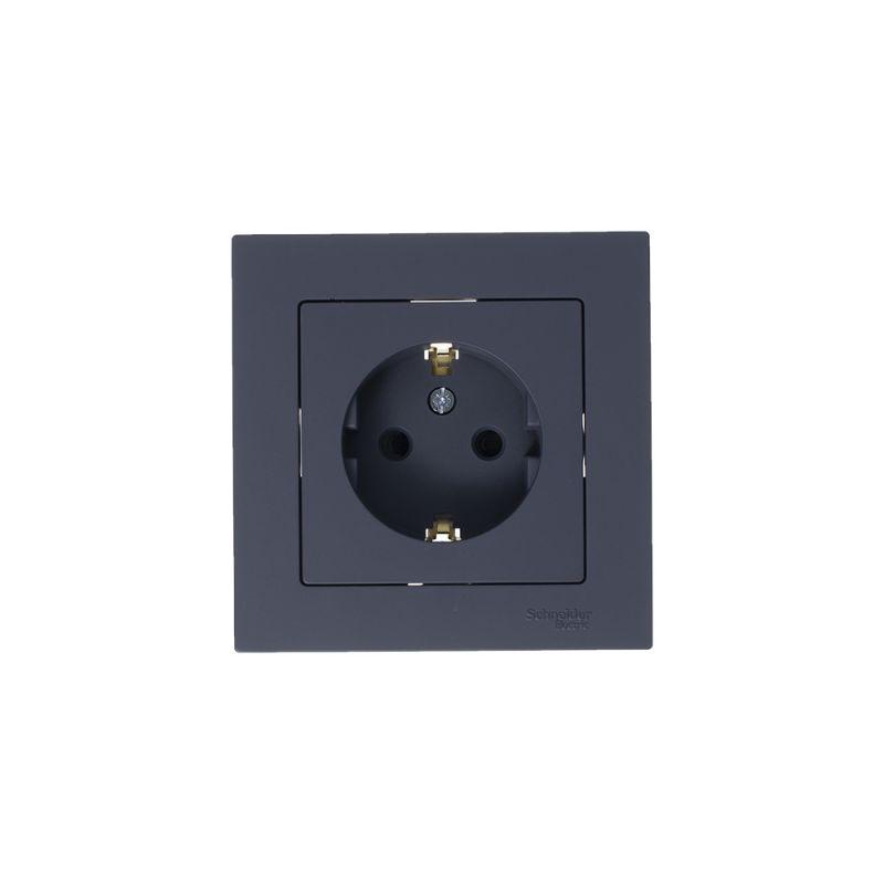 Механизм розетки 1-м СП AtlasDesign 16А IP20 с заземл. защ. шторки грифель SchE ATN000745