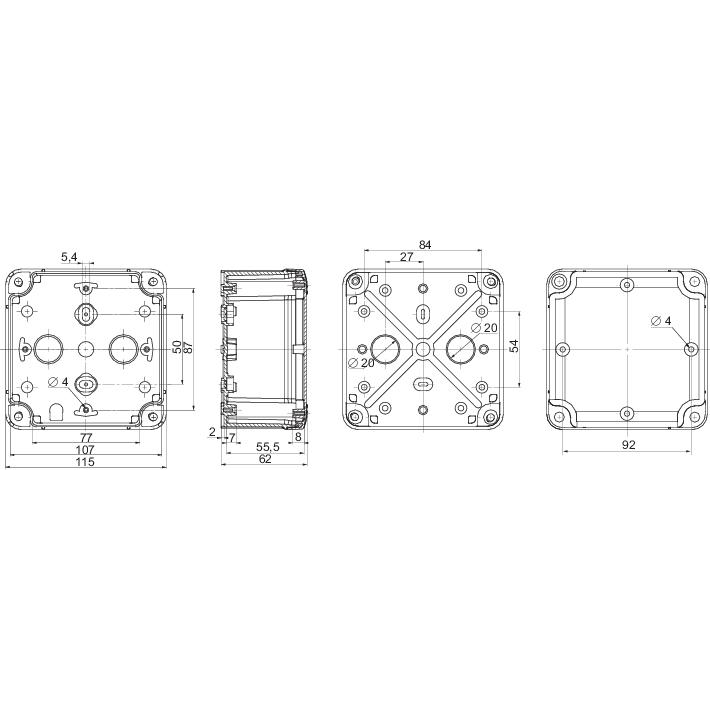 ПЛАСТИКОВАЯ КОРОБКА PK-UL IP66 116x116x62