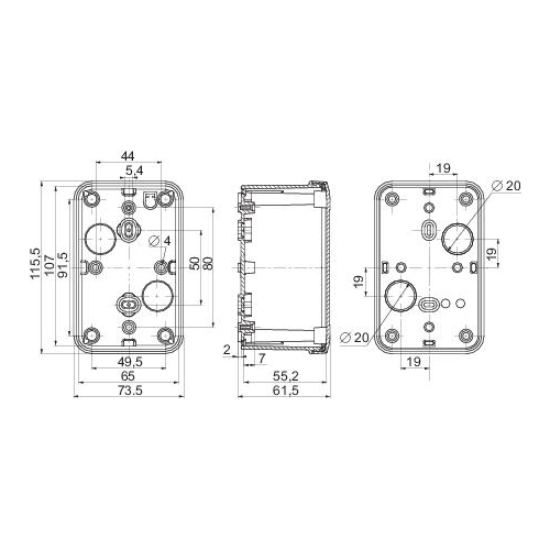 ПЛАСТИКОВАЯ КОРОБКА 116X74X62 PK-UL IP66