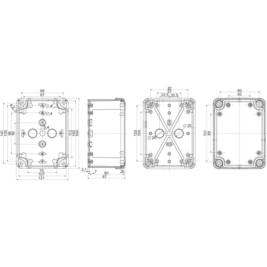 ПЛАСТИКОВАЯ КОРОБКА 164X121X87 PK-UL IP66