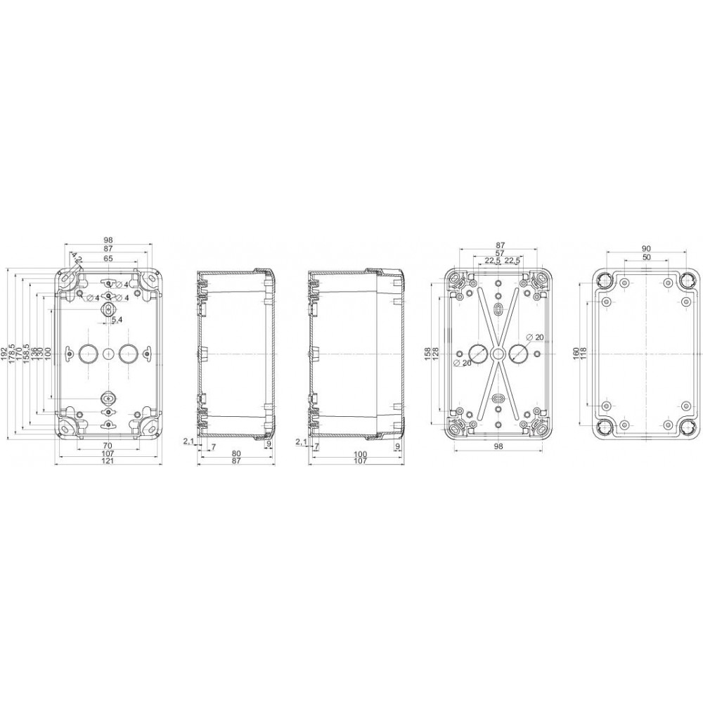 ПЛАСТИКОВАЯ КОРОБКА 192X121X87 PK-UL IP66