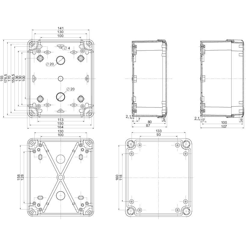 ПЛАСТИКОВАЯ КОРОБКА 192x164x87 PK-UL IP66