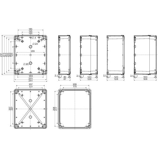 ПЛАСТИКОВАЯ КОРОБКА PC-UL 291x241x128