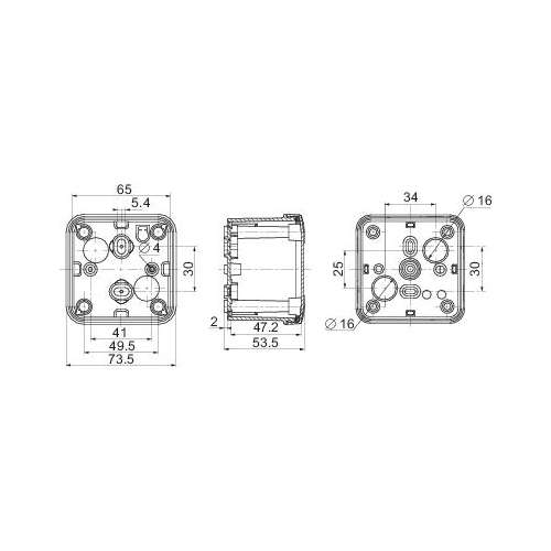 ПЛАСТИКОВАЯ КОРОБКА 74x74x54 PK-UL IP66