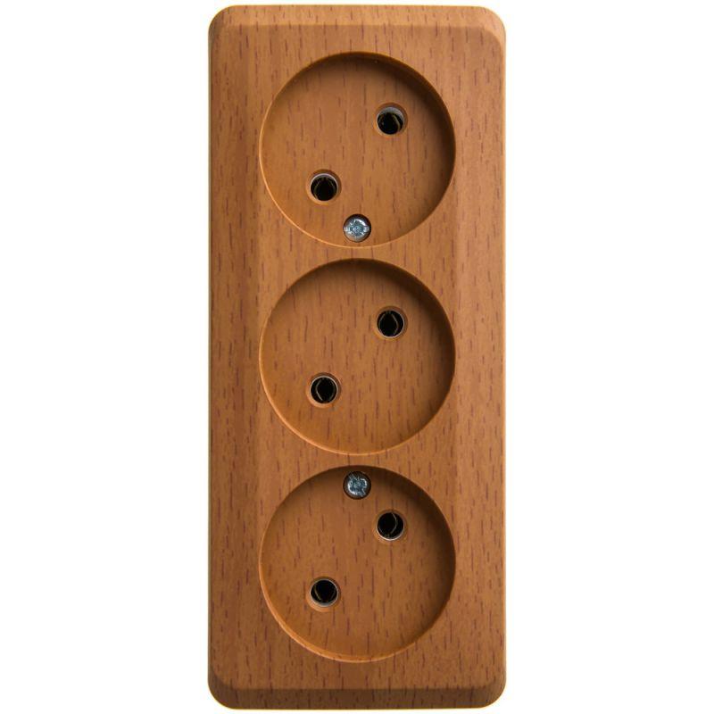 ЭТЮД O/У тройная РОЗЕТКА без заземления без шторок 16А 250B, БУК, Россия