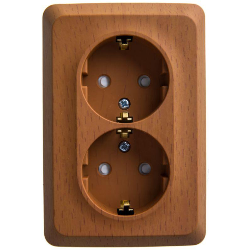 ЭТЮД двойная угловая РОЗЕТКА с заземлением со шторками 16А, БУК