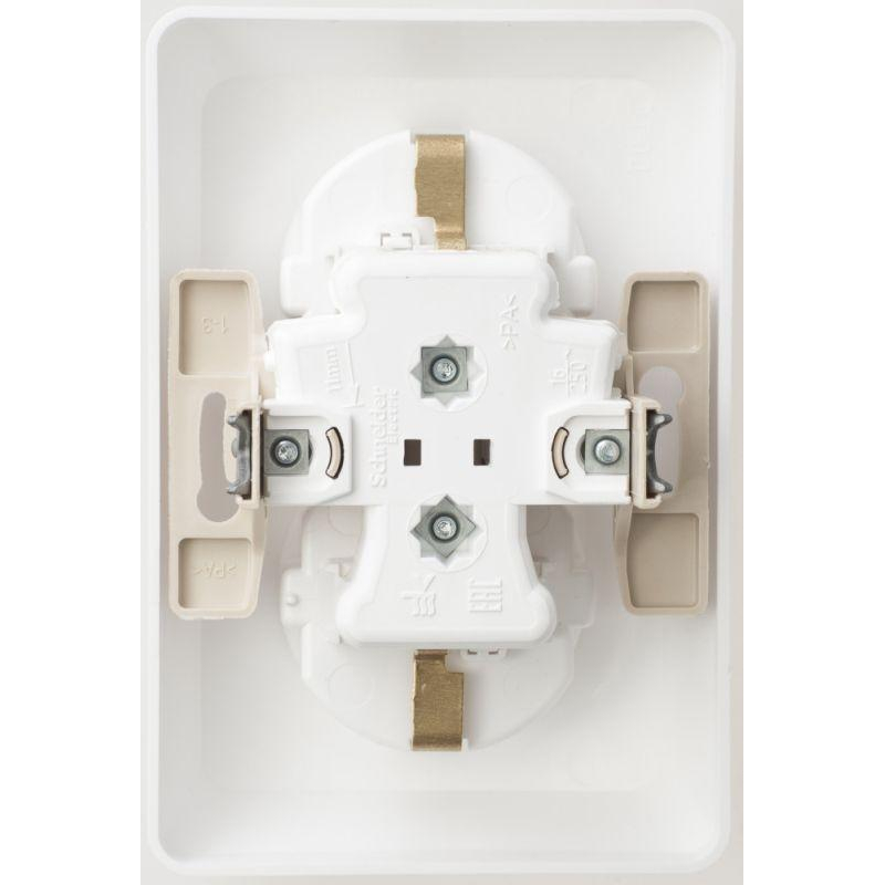 ЭТЮД С/У двойная РОЗЕТКА с заземлением со штороками 16А 250B, БЕЛЫЙ, Россия