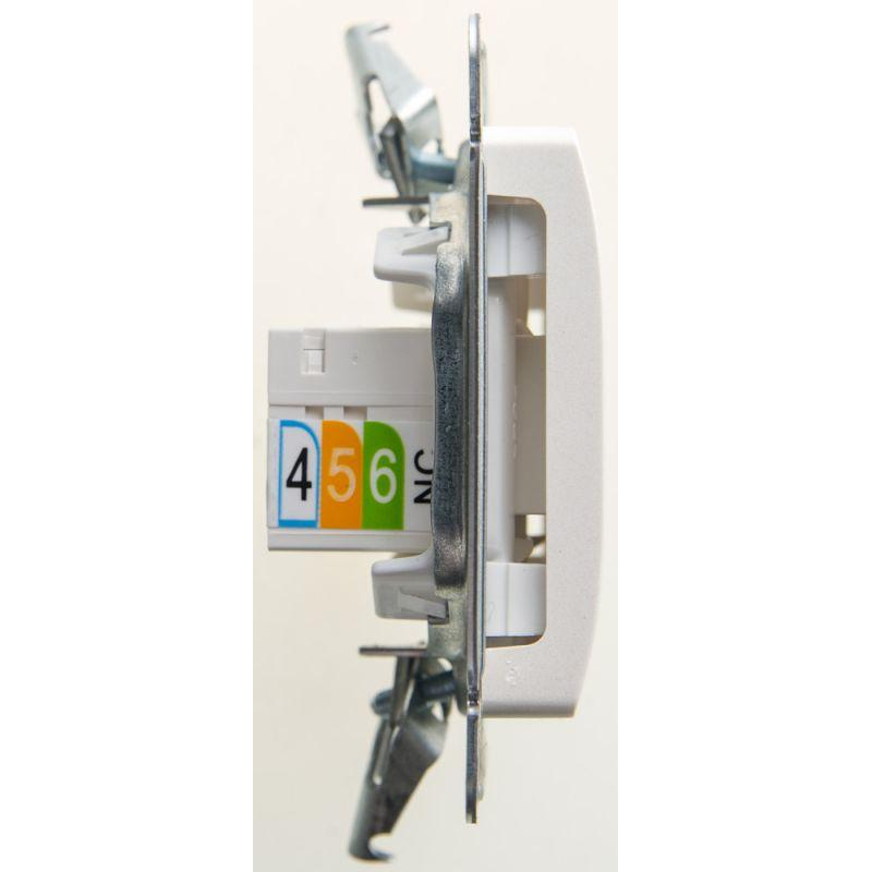 GLOSSA РОЗЕТКА двойная RJ11+RJ45, кат.5E, ПЕРЛАМУТР