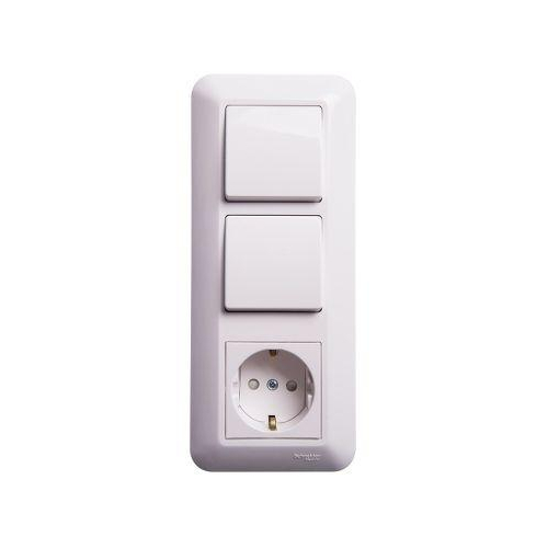 ПРИМА С/У БЛОК: РОЗЕТКА с зазем.+ ВЫКЛ.1-клав.+ ВЫКЛ 1-клав, БЕЛЫЙ,розн.уп.Рос