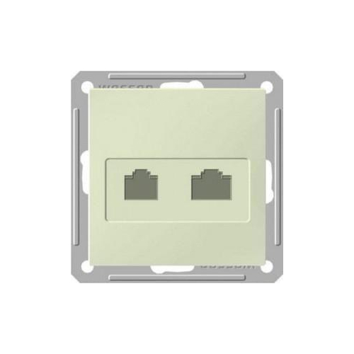 W59 РОЗЕТКА двойная RJ11+RJ45, 160В, 1А, кат.5E, механизм, СЛОНОВАЯ КОСТЬ