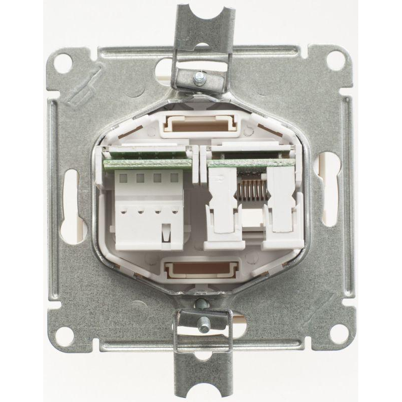 W59 РОЗЕТКА двойная RJ11+RJ45, 160В, 1А, кат.5E, механизм, СЛОНОВАЯ КОСТЬ